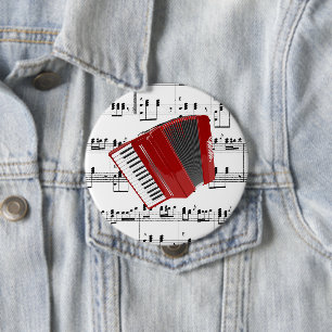 Let's Polka...red accordion 4 Inch Round Button