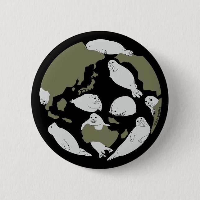 Let's Protect Earth With Seals 2 Inch Round Button (Front)