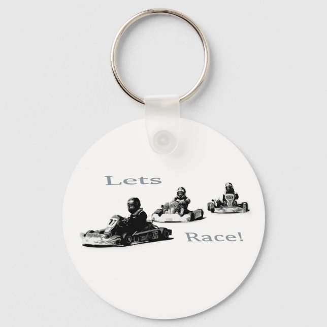 Lets Race - Go Cart Racers   Beverage  Keychain (Front)