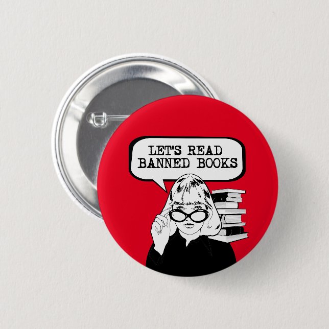 Let's Read Banned Books Retro  2 Inch Round Button (Front & Back)