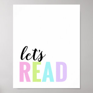 Let's Read Playroom Pastel Rainbow Poster