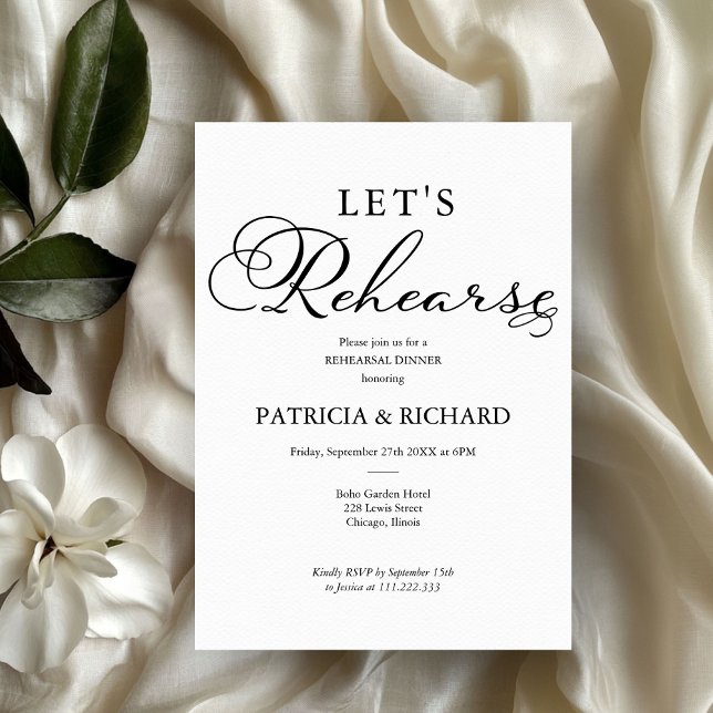 Let's Rehearse Elegant Script Rehearsal Dinner Invitation (Creator Uploaded)