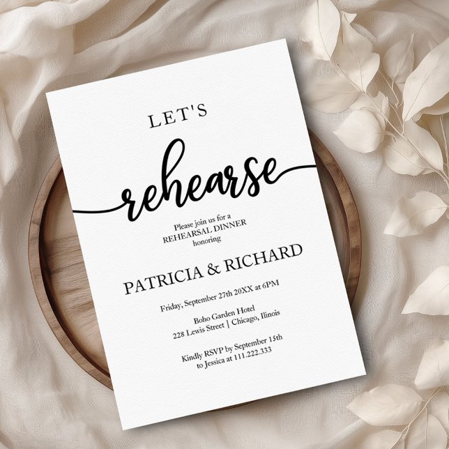 Let's Rehearse Simple Elegant Rehearsal Dinner Invitation (Creator Uploaded)