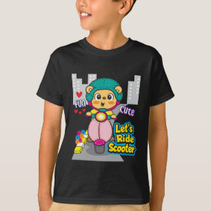 Let's Ride Scooter Bear Motorcycle Funny Cute T-Shirt