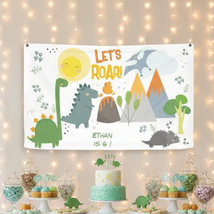 Let's roar Dino party kids birthday Banner