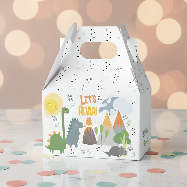 Let's roar Dino party kids birthday Favor Box (Creator Uploaded)