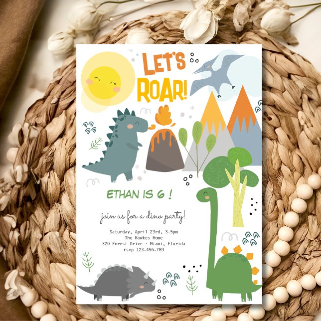 Let's roar Dino party kids birthday invitation (Creator Uploaded)