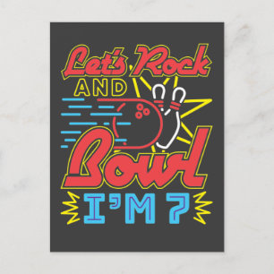 Let's Rock and Bowl I'm 7 Postcard