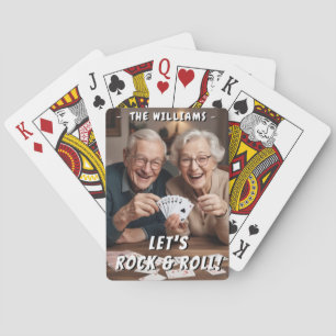 Let's Rock and Roll Funny Personalized Photo Playing Cards