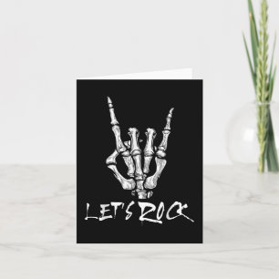 Lets Rock Band Rock And Roll Skeleton Hand Sign Ro Card