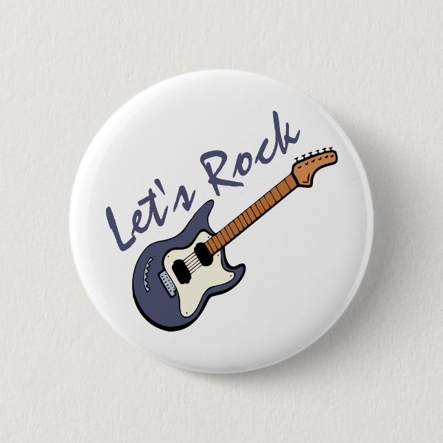 Let's Rock Guitar 2 Inch Round Button (Front)
