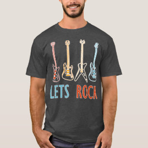 Lets Rock Guitar Vintage Retro Rock Music Lover T-Shirt