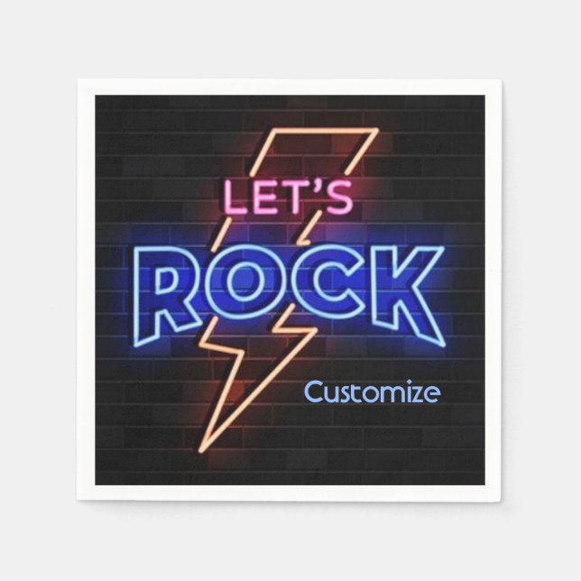 Let's Rock Lightning Bolt Napkin (Front)