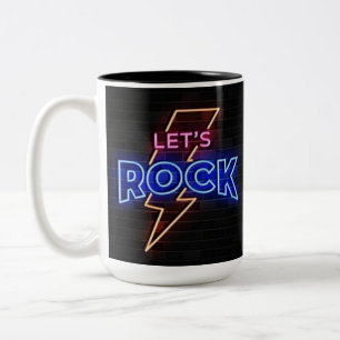 Let's Rock Lightning Bolt Two-Tone Coffee Mug