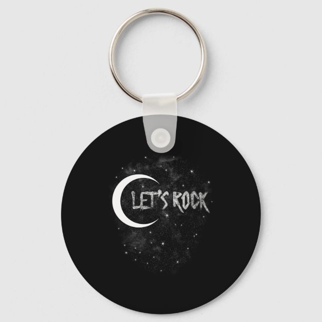 Lets Rock On Rock Star Moon With Stars Concert Ban Keychain (Front)