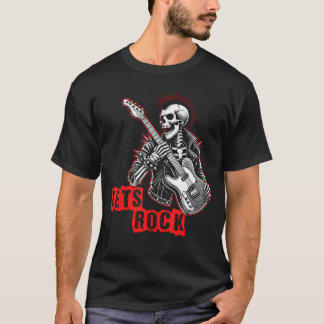 Lets Rock Punk Rock Skeleton Music Lover Guitarist T-Shirt