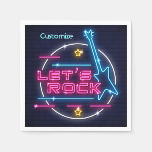 Let's Rock Retro Neon  Napkin
