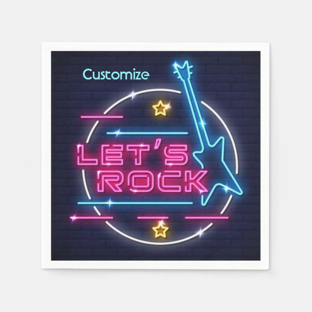 Let's Rock Retro Neon  Napkin (Front)