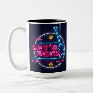 Let's Rock Retro Neon Two-Tone Coffee Mug