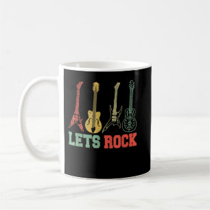 Lets Rock Rock And Roll Guitar Retro Coffee Mug