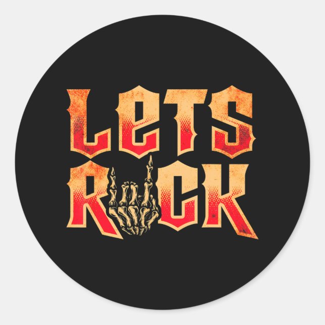 Lets Rock Rock n Roll Guitar Classic Round Sticker (Front)