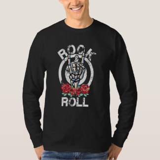 Lets Rock Rock&Roll Vintage Retro Skeleton Hand Ro T-Shirt
