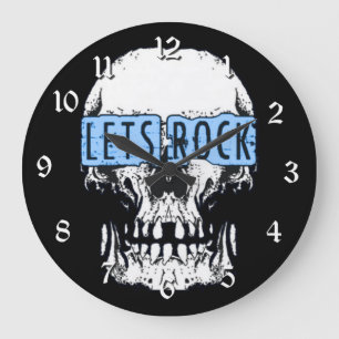 Let's Rock Skull Round Large Clock