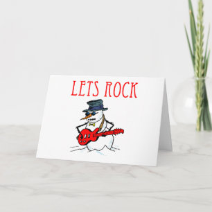 Let's Rock Snowman Holiday Card