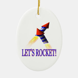 Lets Rocket Ceramic Ornament