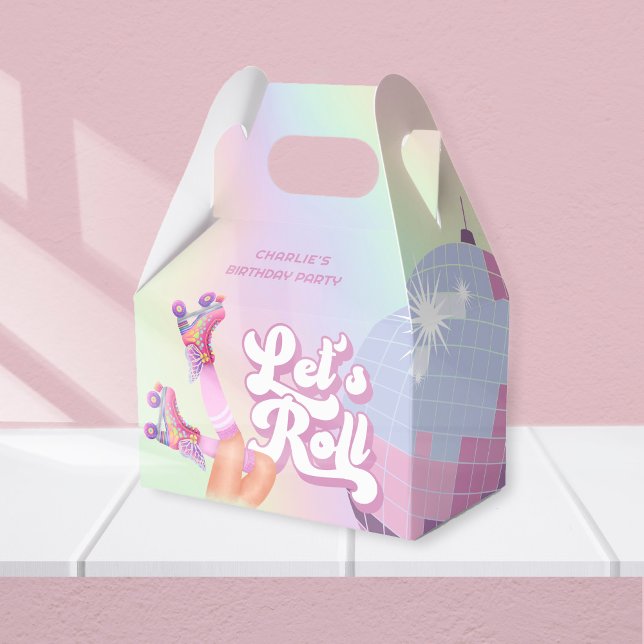 Let's Roll Fun Retro Roller Skating Girls Birthday Favor Box (Creator Uploaded)