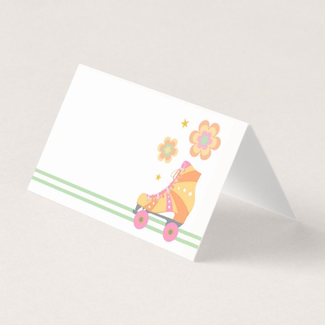  Let's Roll Girl Roller Skating Folded Tent Cards (Front)