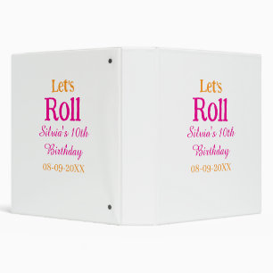 Let's roll happy 10th birthday add name retro pink binder
