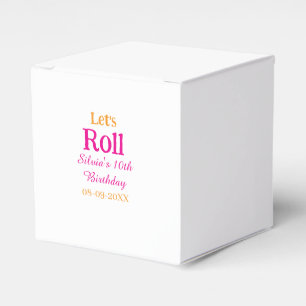 Let's roll happy 10th birthday add name retro pink favor box