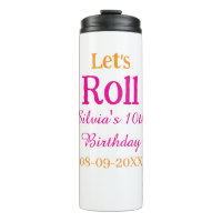 Let's roll happy 10th birthday add name retro pink