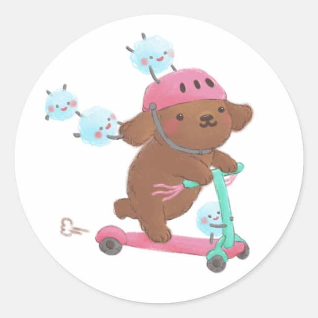 Let's Roll Illustration Classic Round Sticker (Front)