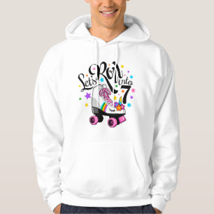 Lets roll into 7 Birthday. Unicorn, Roller skate Hoodie