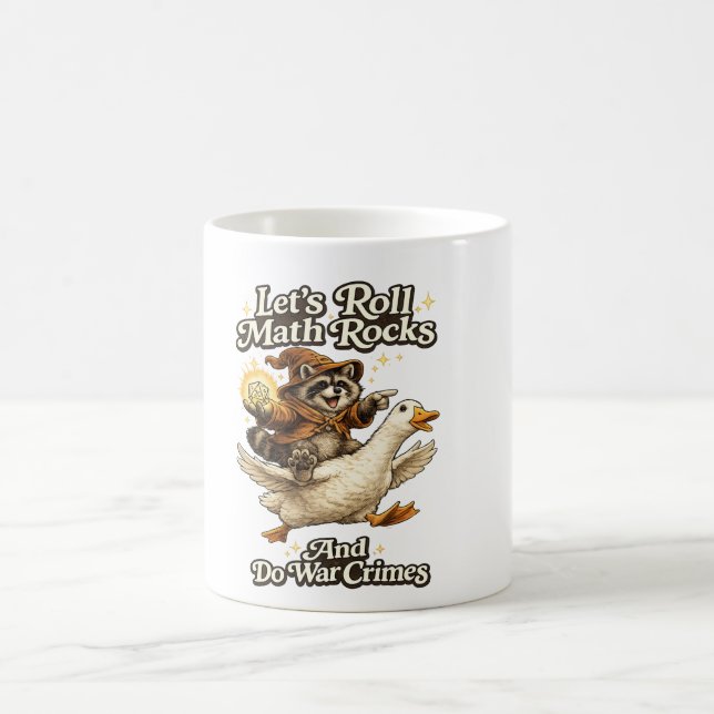 Let's Roll Math Rocks And Do War , Raccoon Wizard  Coffee Mug (Center)