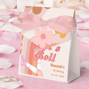 Let's Roll Retro Groovy Roller Skate Birthday Part Favor Box