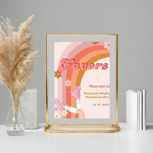 Let's Roll Retro Groovy Roller Skate Favours sign