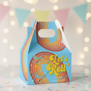 Let's roll retro roller kid birthday favor box