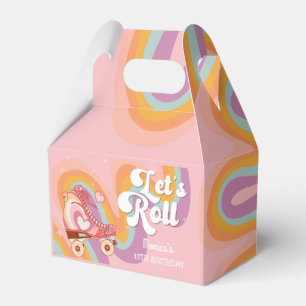 Let's roll retro roller skate birthday party favor box