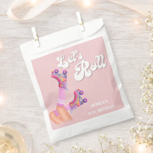 Let's roll retro roller skate birthday party favour bag