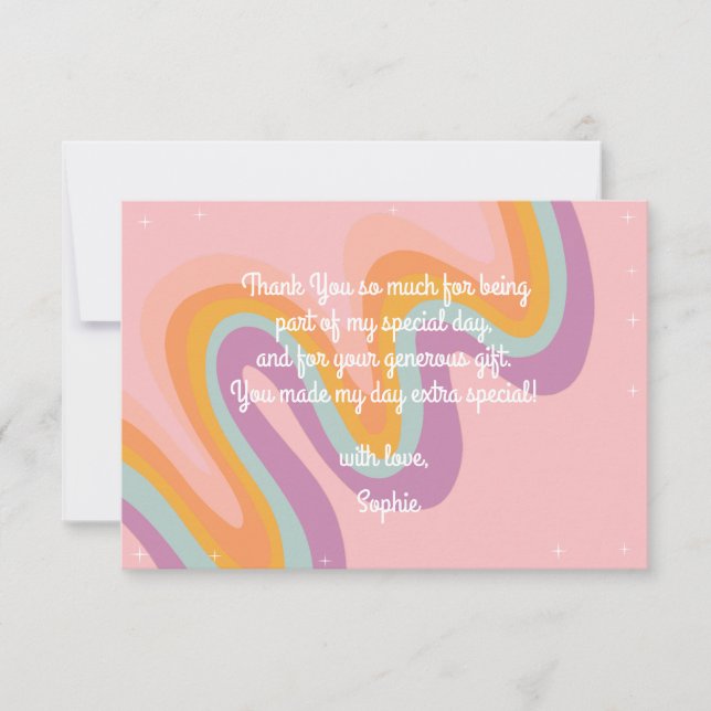 Let's roll retro roller skate birthday  thank you card (Front)