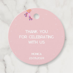 Let's roll retro roller skate birthday thank you favour tags