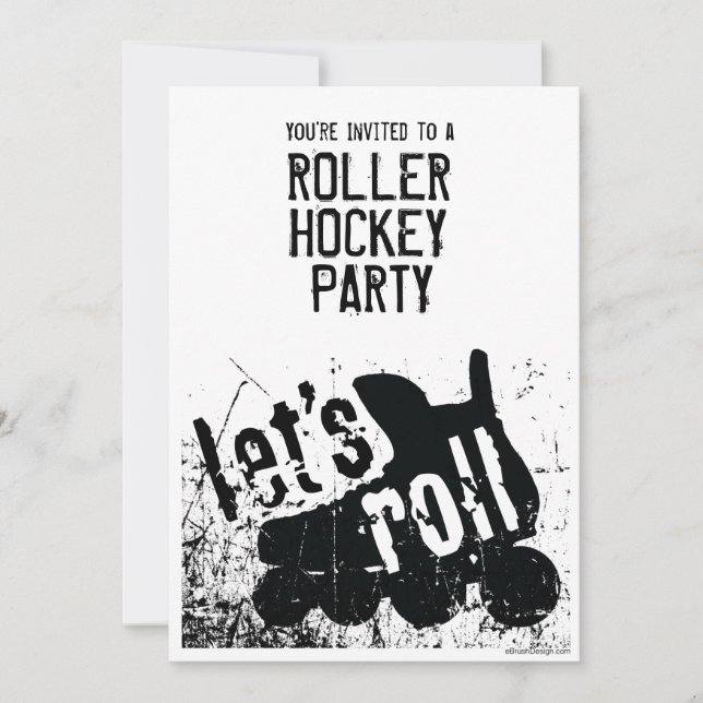 Let's Roll (Roller Hockey) Invitation (Front)