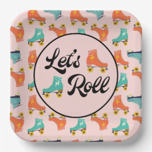Let's Roll Roller Skate Birthday Paper Plates