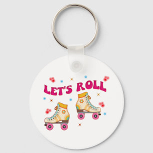 Let's Roll Roller Skate Retro Skater Lovers  Keychain