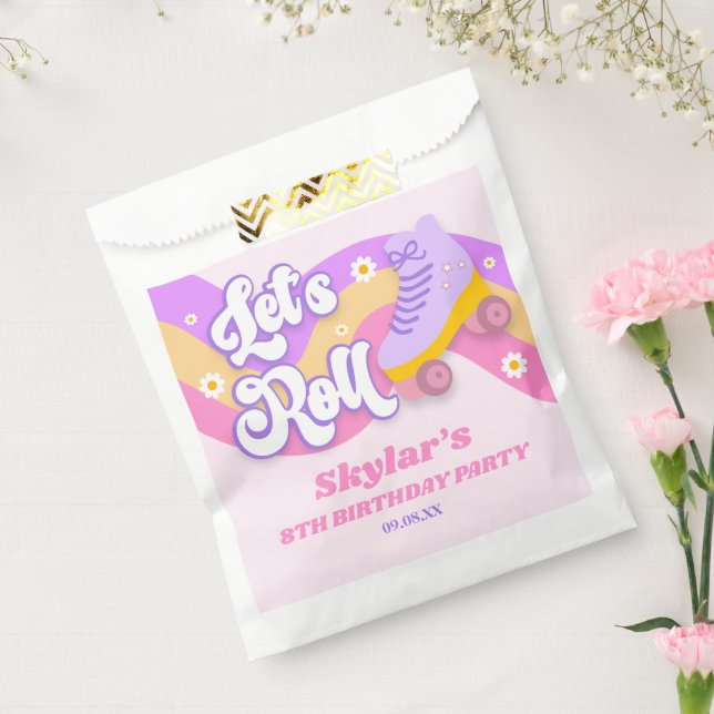 Let's Roll Roller Skate Skating Birthday Party Favour Bag (Sealed)