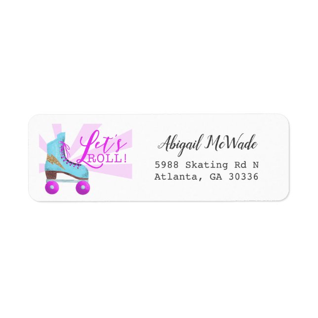 Lets Roll Roller Skating Birthday Return Address (Front)