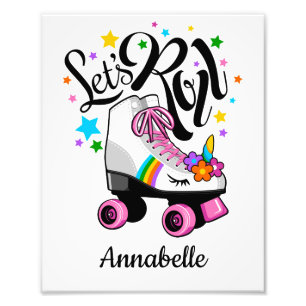 Let's Roll Unicorn Roller skate girl's Photo Print